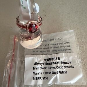 ✨ Bomb Party Always Statement Season Ring | Garnet CZ | Rose Gold | Size 8